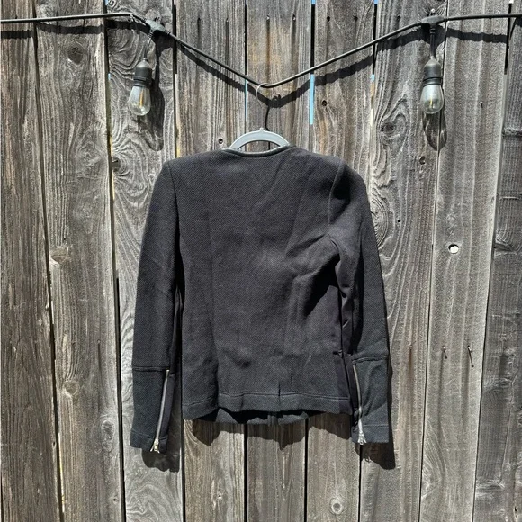 Iro Clever Wool and Lambskin Leather Jacket Charcoal Grey and Black Zip-Up 38/6 - Picture 2 of 13